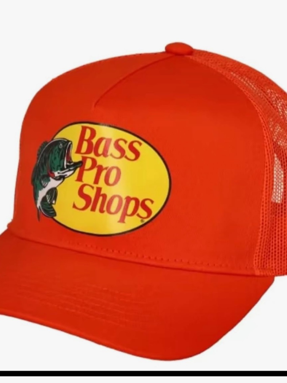 Bass Pro Shops Mesh Adjustable Bright Neon Orange Logo Trucker Hat
